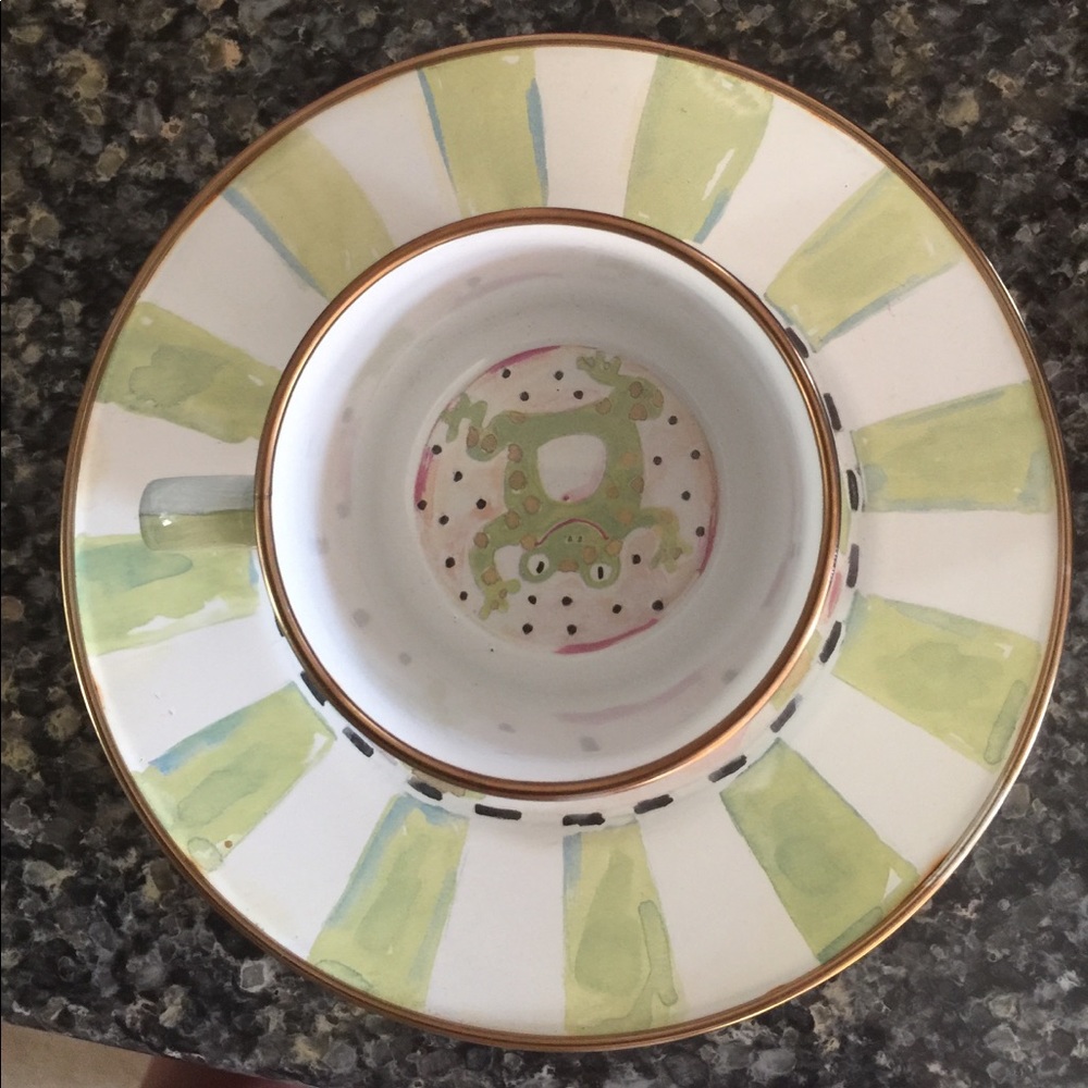 Mackenzie childs frog cup and plate set
